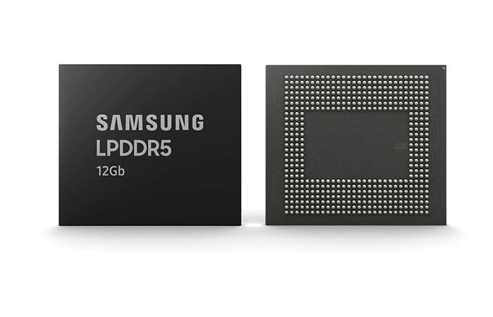 Image of Samsung LPDDR5 horizontally placed on the front and rear sides