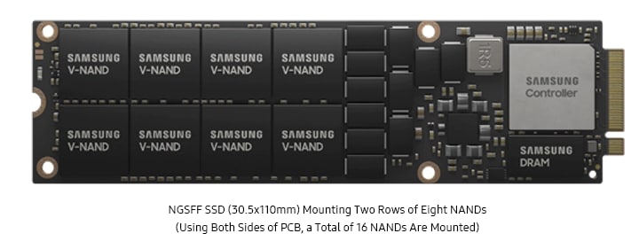 NGSFF SSD 2열 8개 NAND 장착