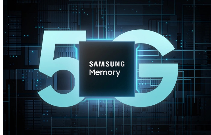 The potential of 5G was revealed by adding Samsung memory to the shiny logic board photo.