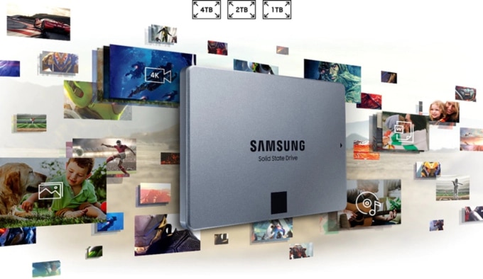 Samsung SSD Images with Various Photos in the Background