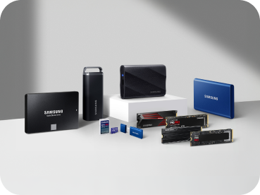 Samsung Semiconductor's Consumer Storage holds a wide range of products, including internal SSDs, external SSDs, memory cards, and USB flash drives.