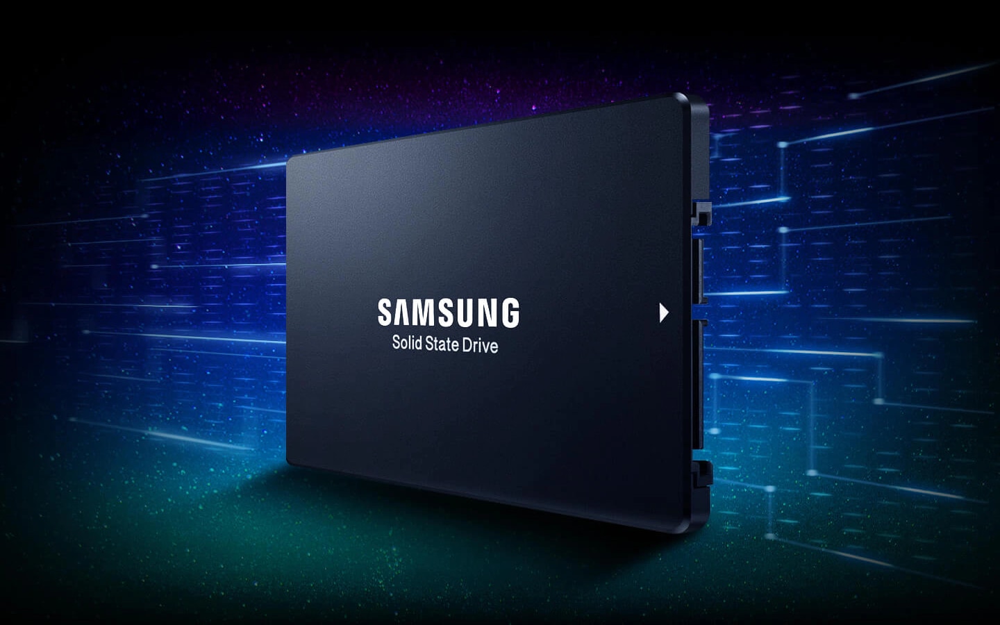 Angled side view of Samsung Data Center SSD 883 DCT.