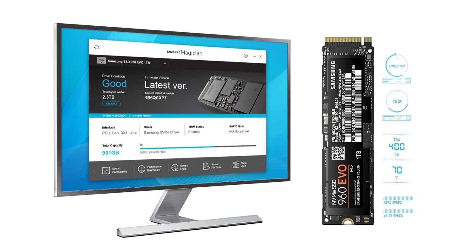 NVMe SSD 960 EVO M.2 1TB 1000GBPC/タブレット