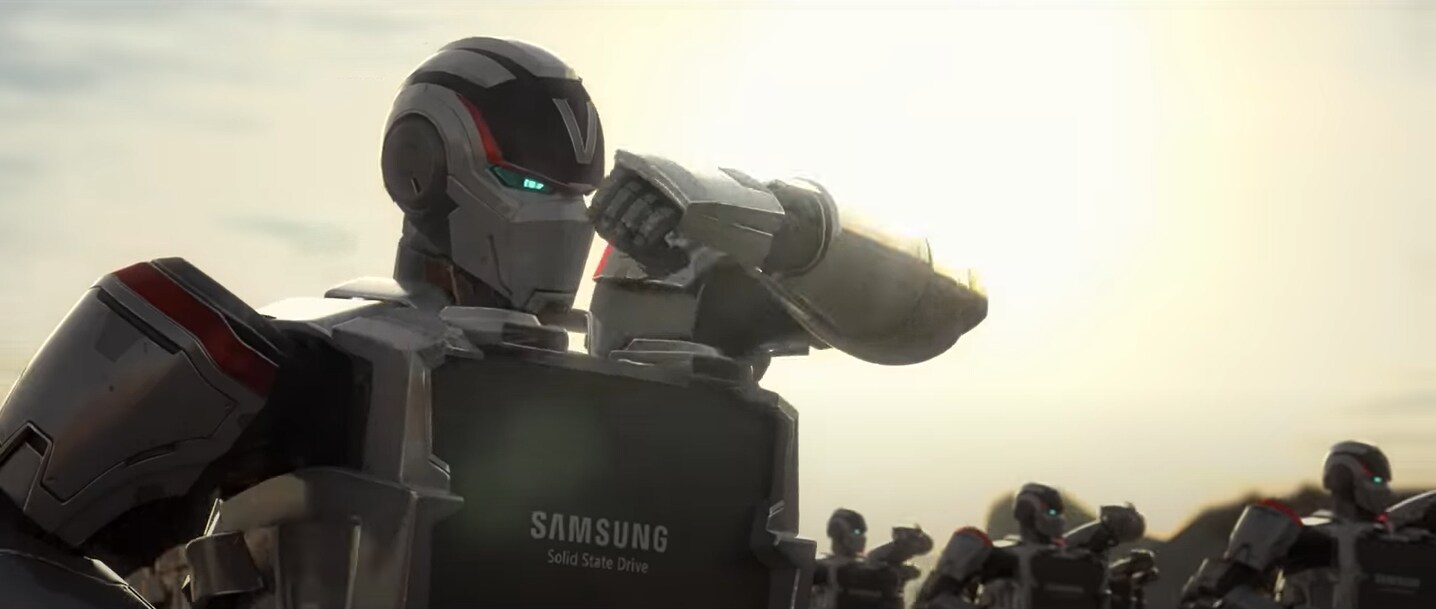 Samsung's robot character 'Victo,' representing Samsung's SSD features, now features the even more powerful 860 EVO.