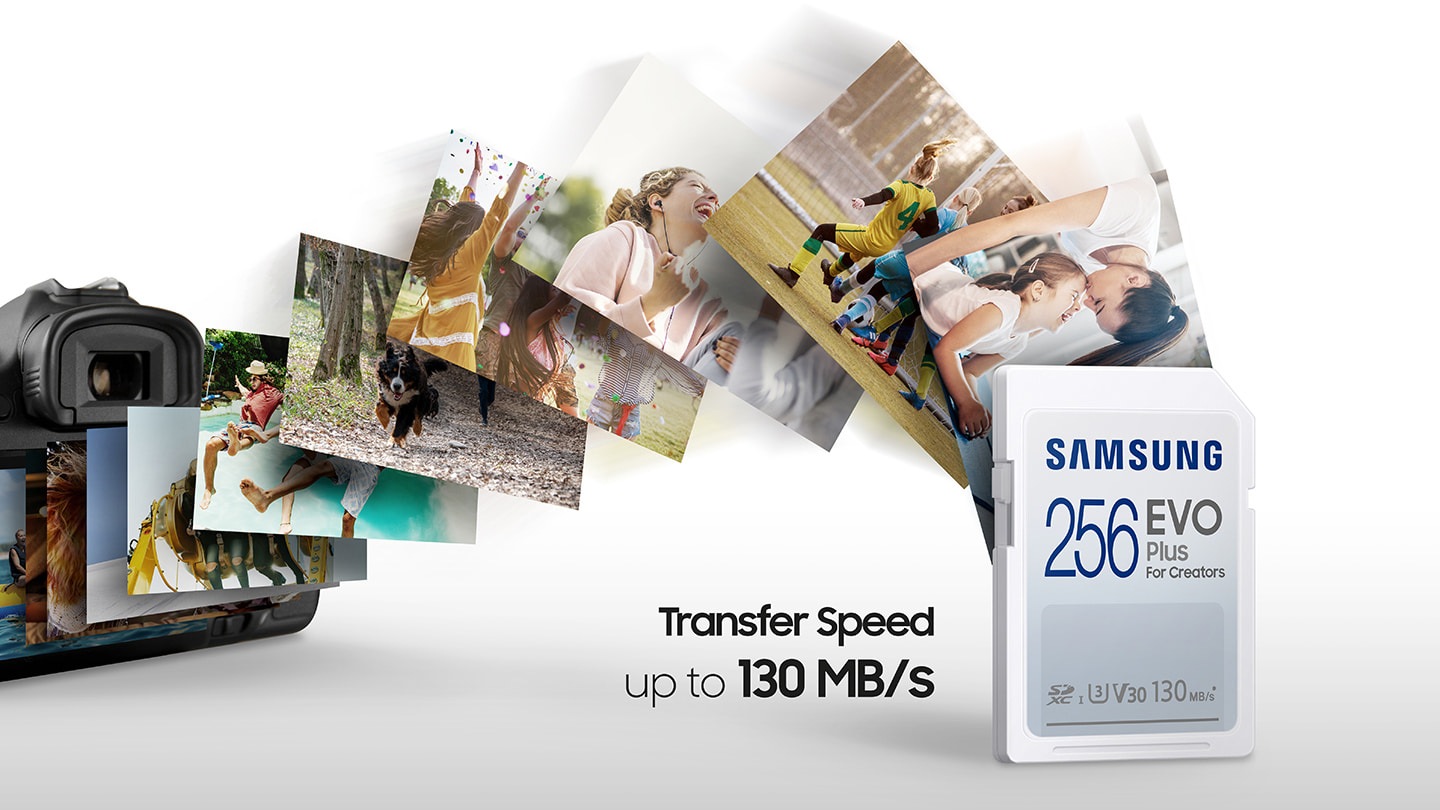 Samsung EVO plus 256GB transfer speed is up to 130MB/s.