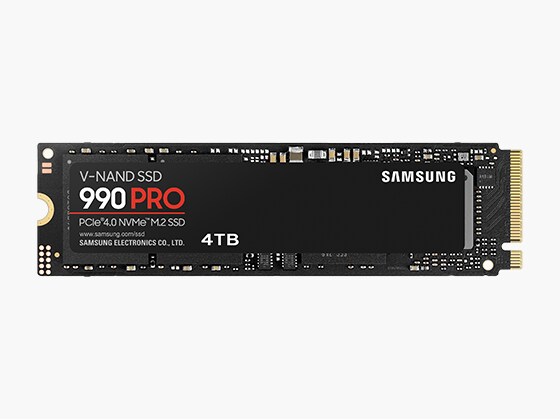 The Samsung 990 PRO SSD, a 4TB V-NAND storage device with PCIe 4.0 M.2 NVMe interface.