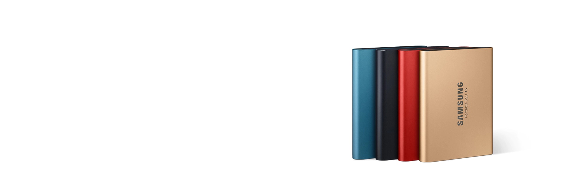 サムスン電子のポータブルSSD T5は、ローズゴールド、メタリックレッド、ディープブラック、アリューリングブルーの4色がら選べます。