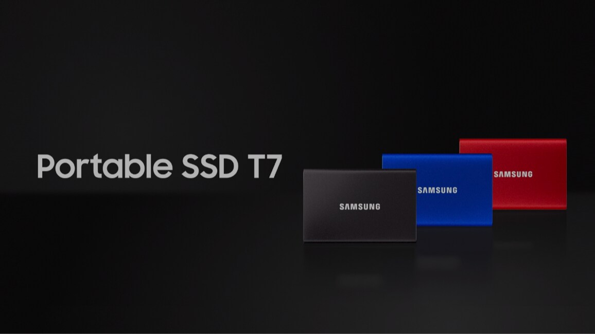 Samsung Disque dur SSD externe Portable 2To T7 bleu indigo pas