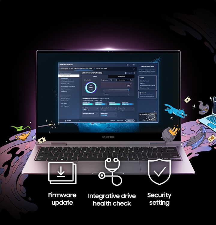 The Samsung Magician software provides a toolkit to manage the T9 for optimal performance.