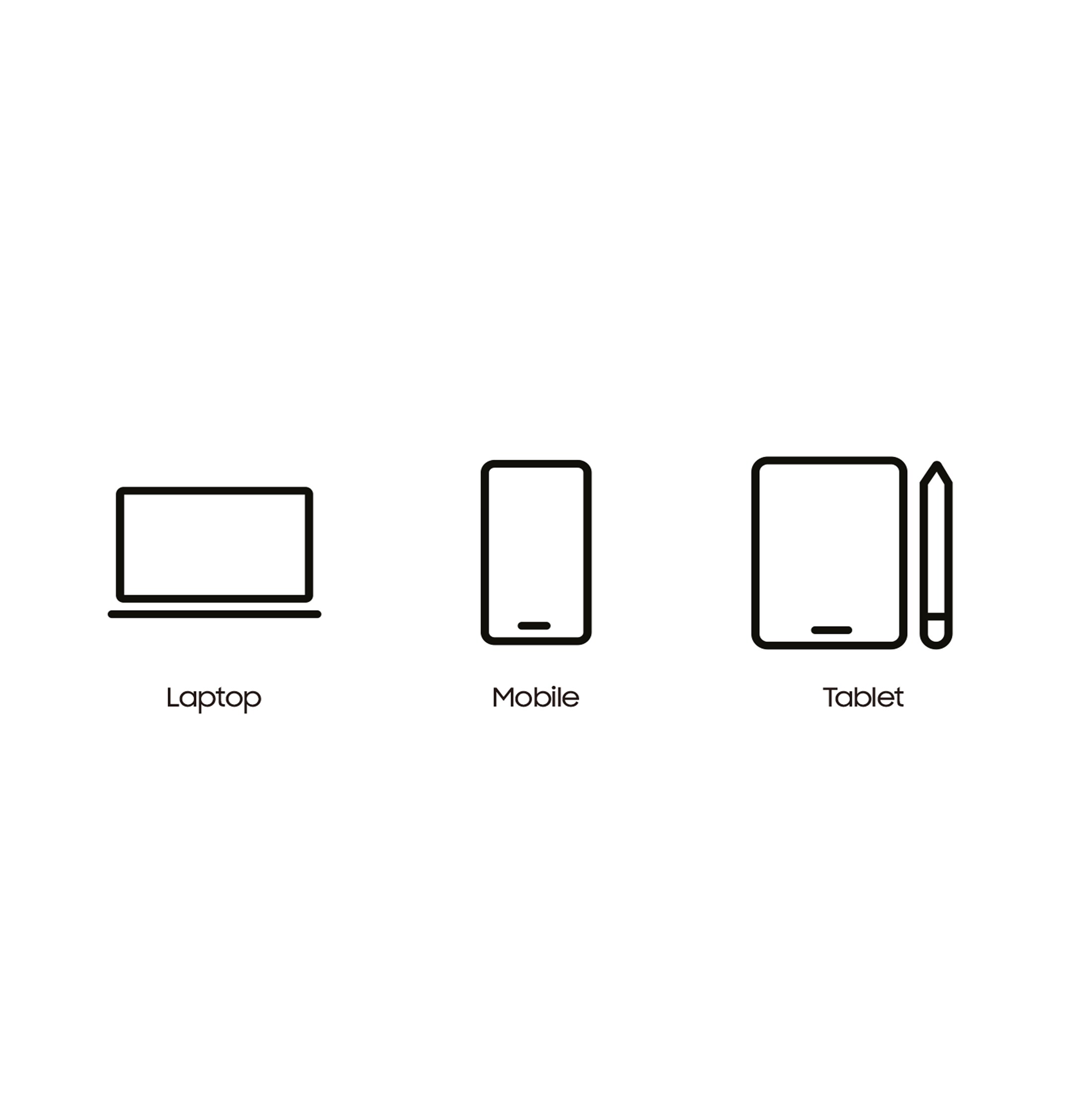 Laptop, smartphone, and tablet icons
