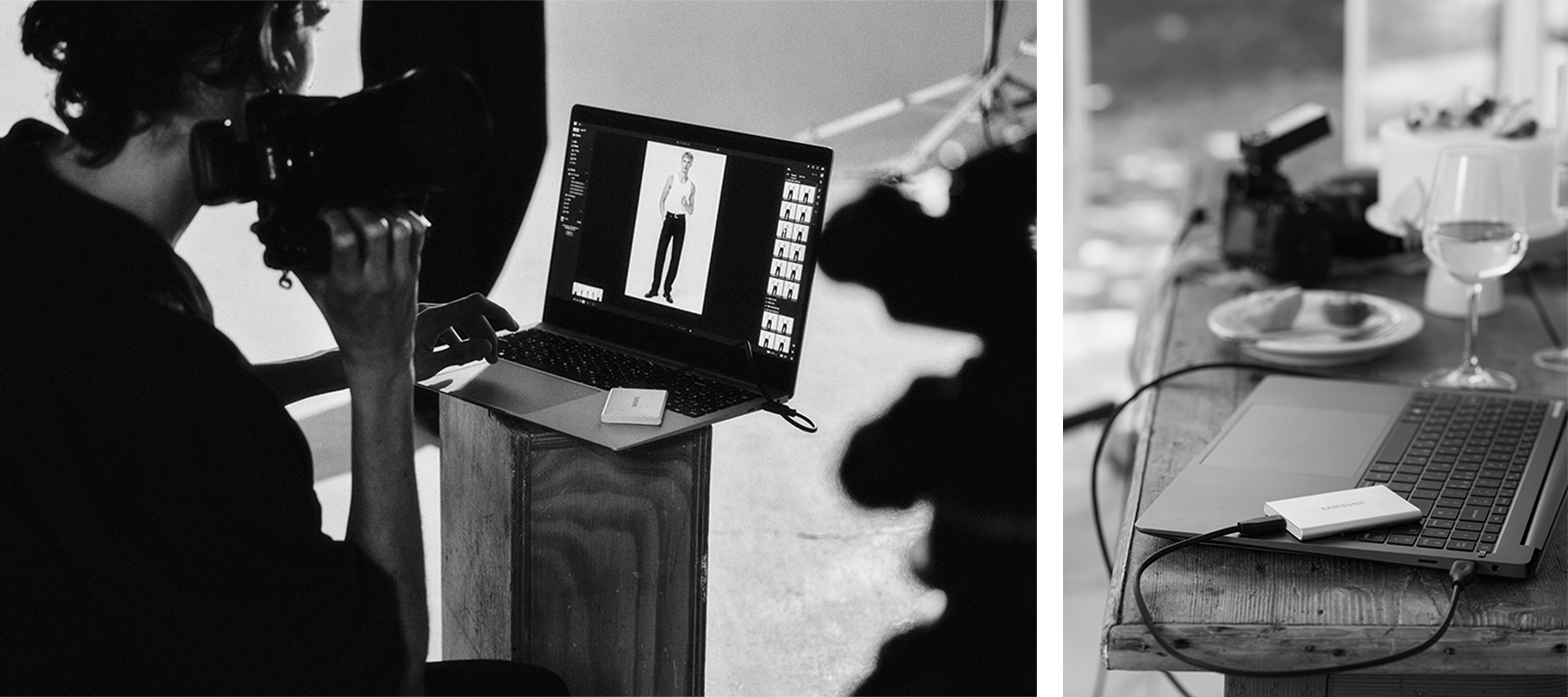 A photographer shooting with a laptop