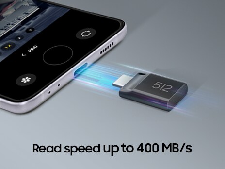 スマートフォンとType-C™が見えており、「読み出し速度最大400MB/s」と記載されています。