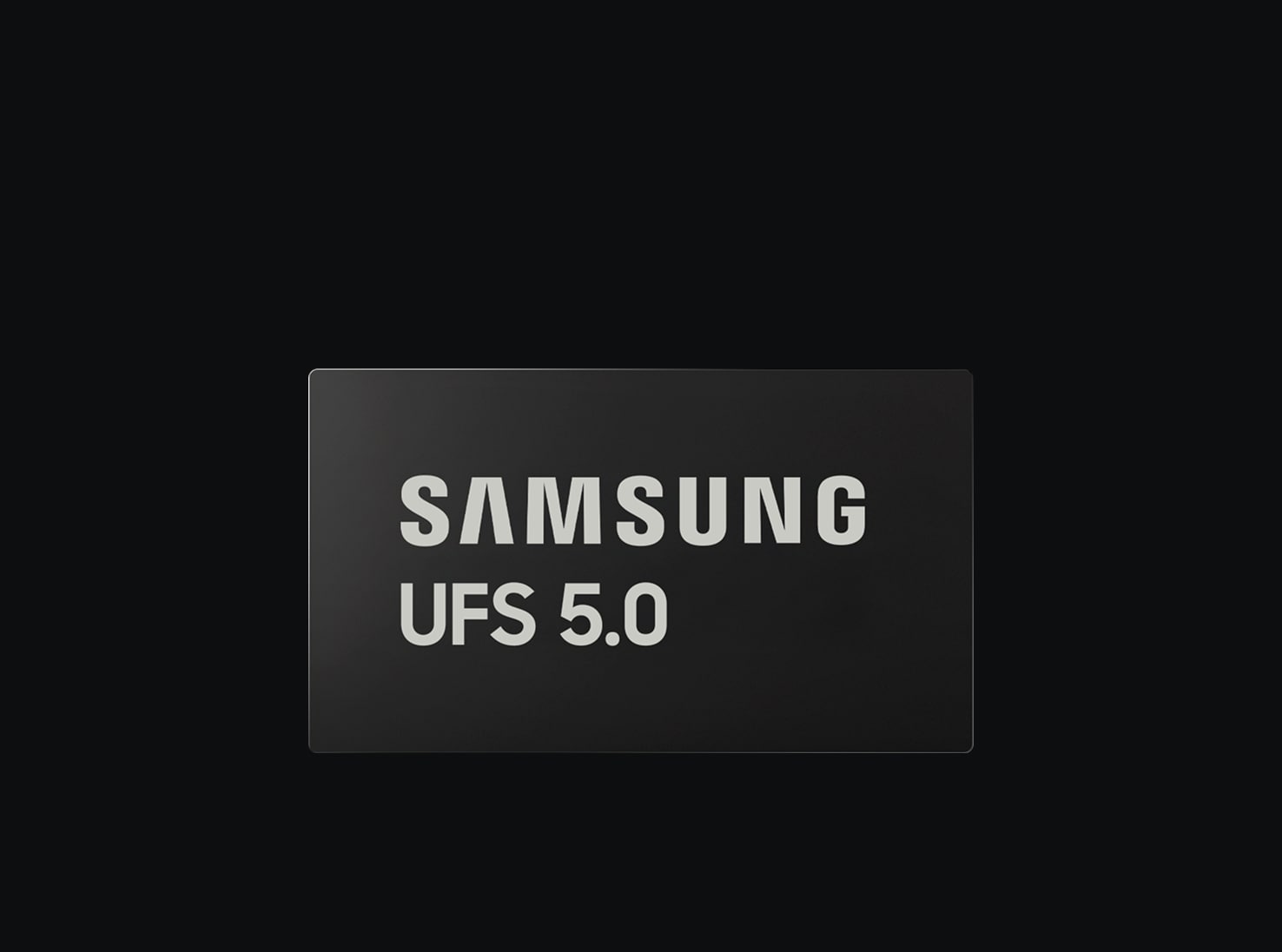 Samsung UFS storage block displayed against a dark background, representing high-speed mobile storage
