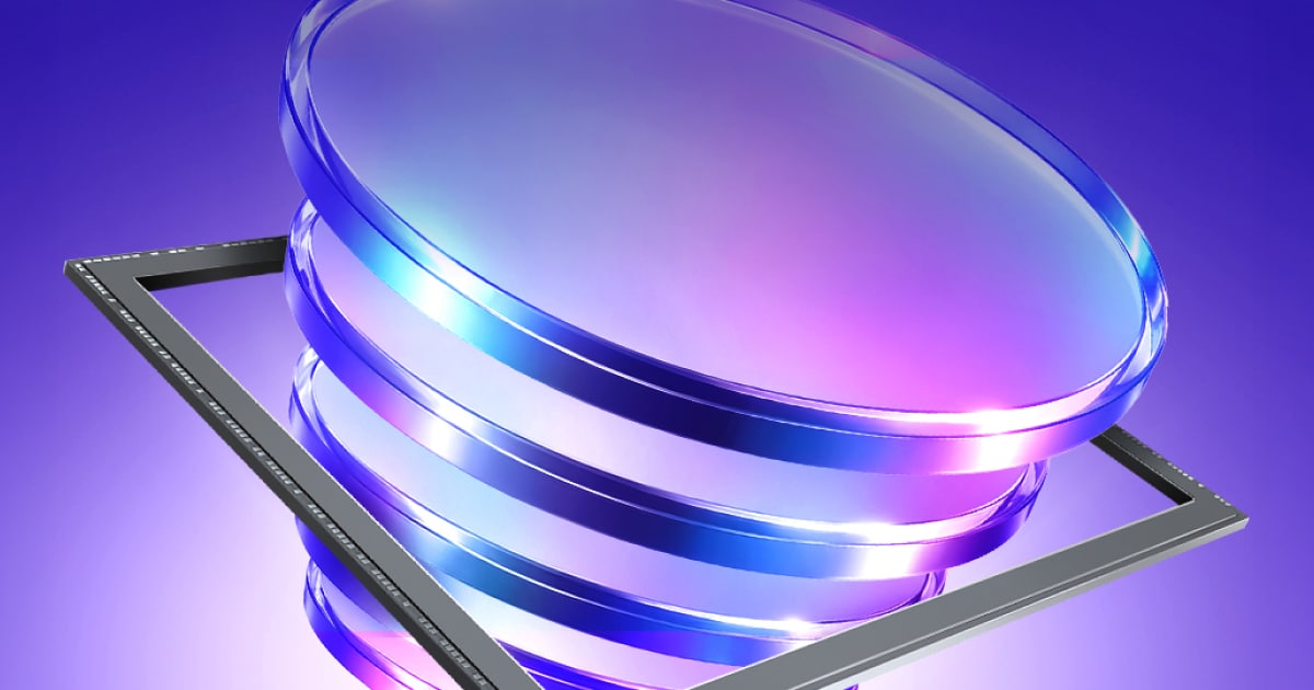 Sensor Samsung ISOCELL HPC aparece sobre fundo escuro com reflexos coloridos