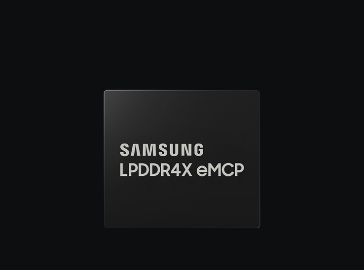 모바일 DRAM과 스토리지를 통합한 Samsung LPDDR4X eMCP 메모리 패키지.