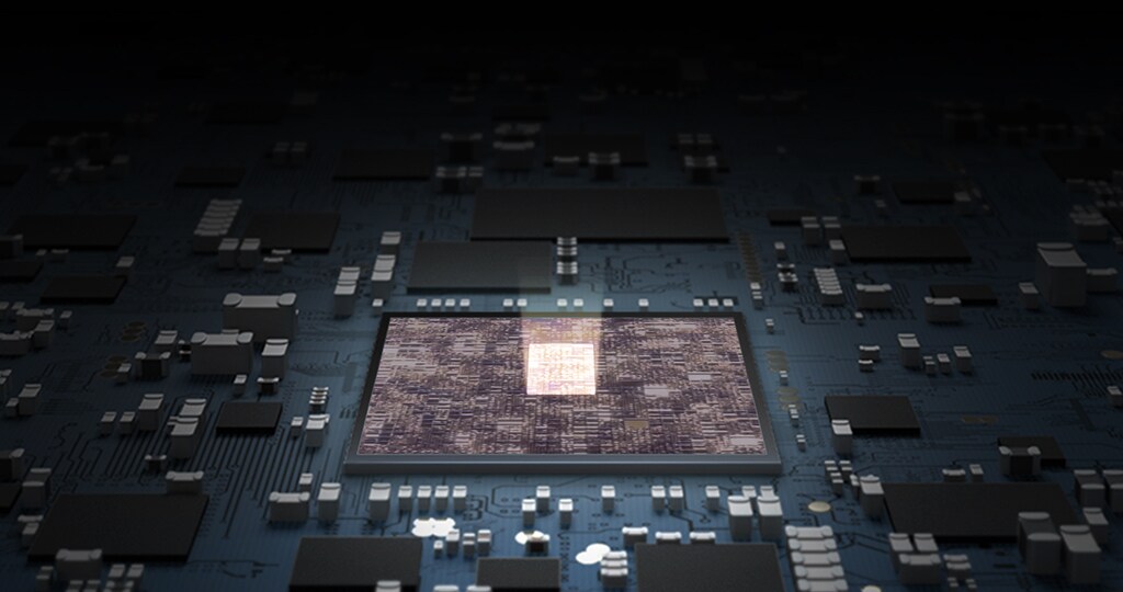 The appearance of the embedded processor has been visualized, with the center portion emitting light where the processor is embedded.