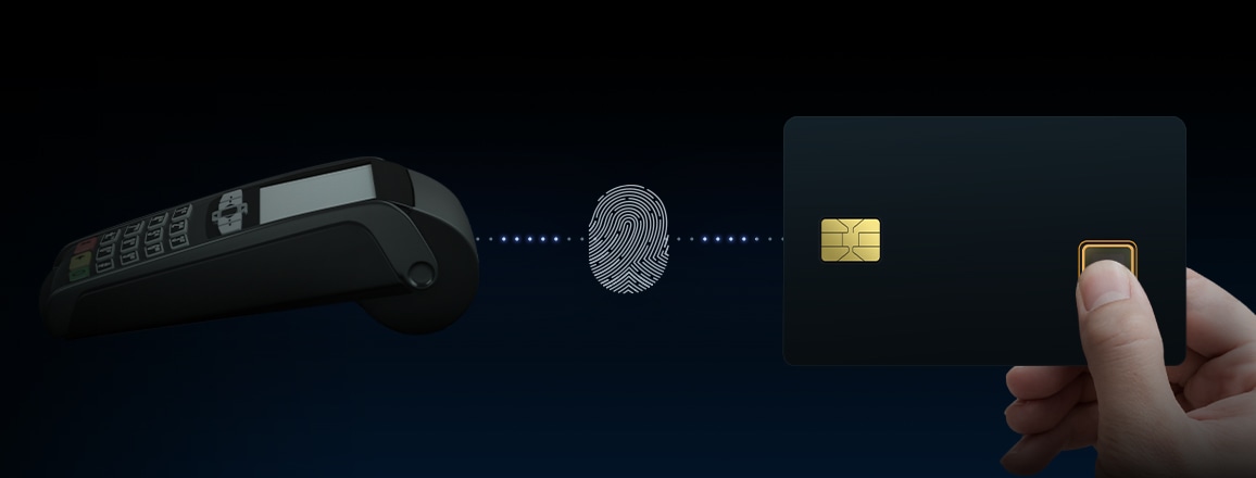 Optimized for contactless transactions, Samsung's Biometric Card Solution eliminates the need for PIN input on the keypad.