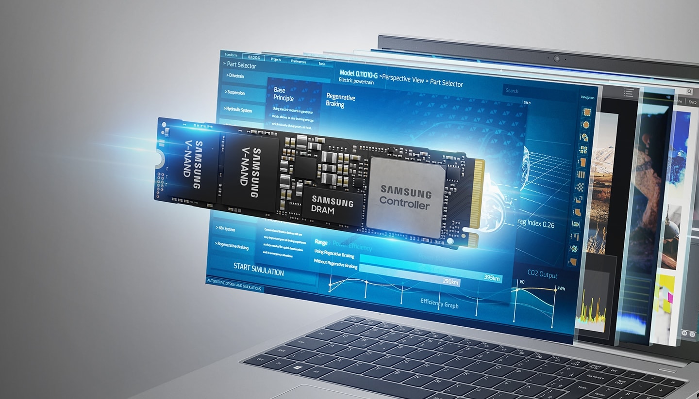 An illustrative image of Samsung PM9A1 chip in laptop.