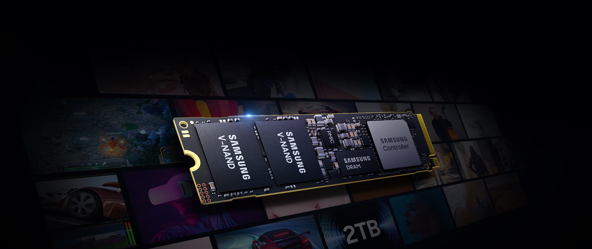 2TB三星SSD，强调其大容量，适合各种应用和媒体