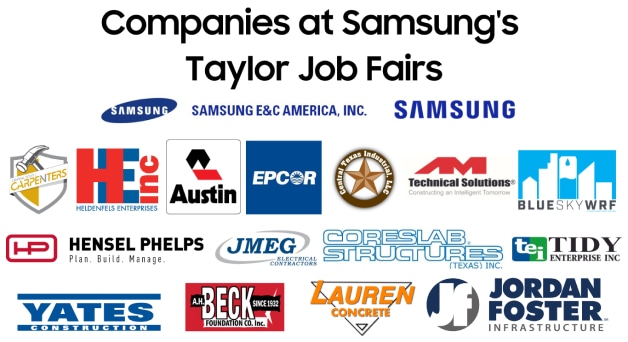 Companies at Samsung's Taylor Job Fairs