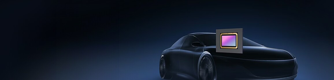 A visual of car's silhouette combined with high-resolution image sensor on dark background