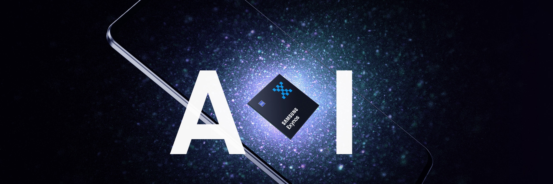 An image of Exynos processor over a wide net that symbolizes neural network