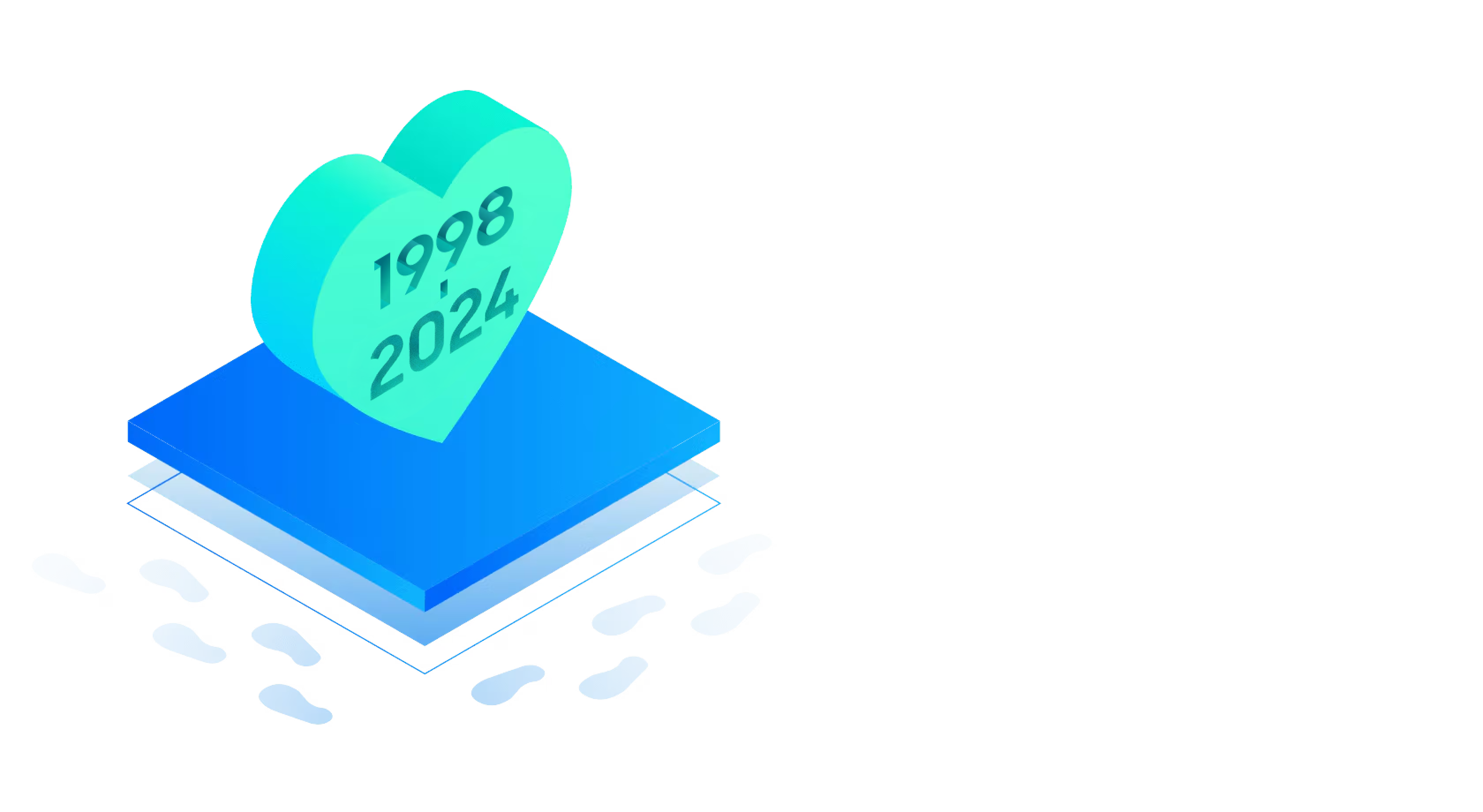 Infographic illustration of a heart representing the number of people who participated in the 1998-2024 Love Run and the amount raised during the period.