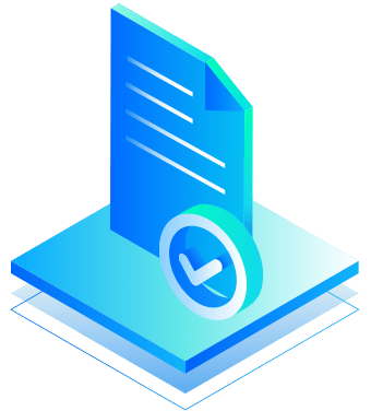 An icon of a document and a check mark on top of a square