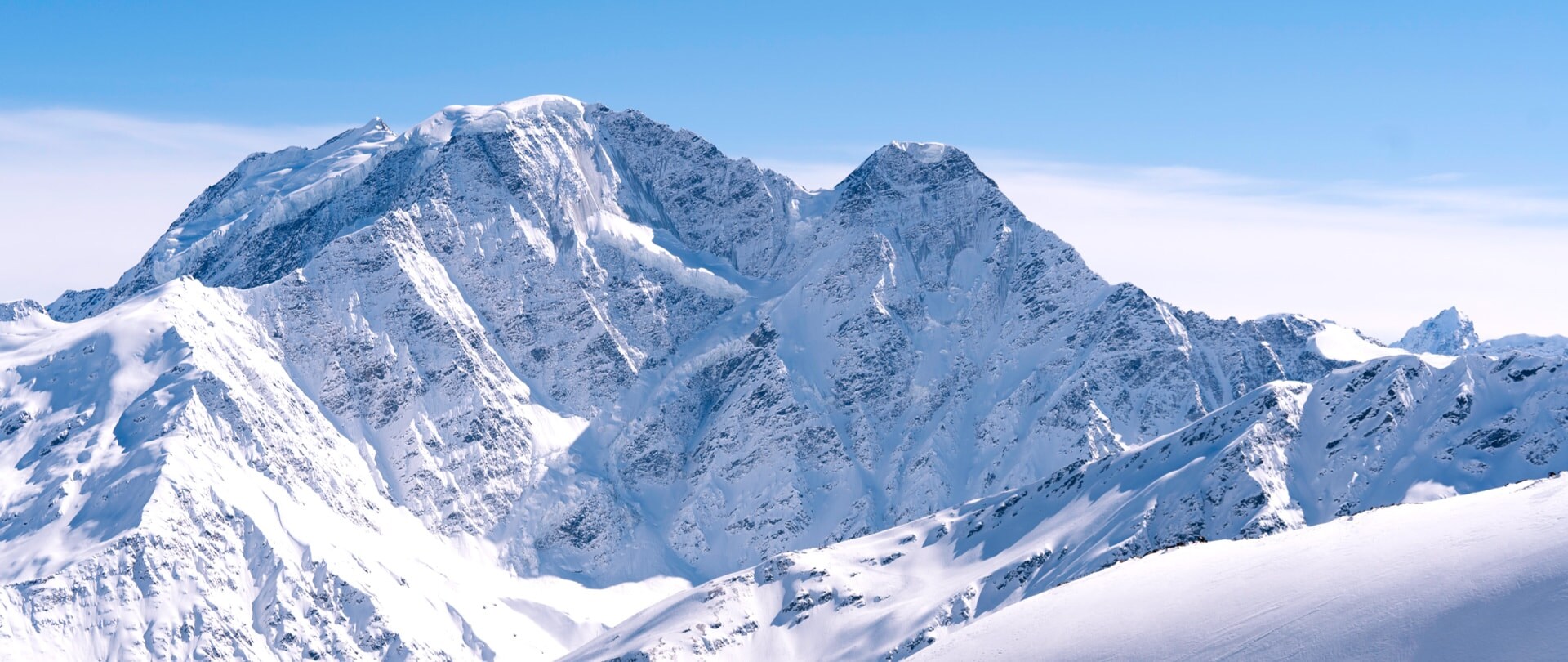 Snow-covered mountains.