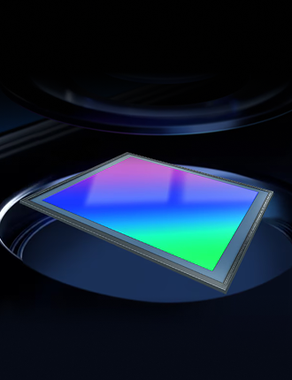 Image sensor chip positioned beneath a camera lens