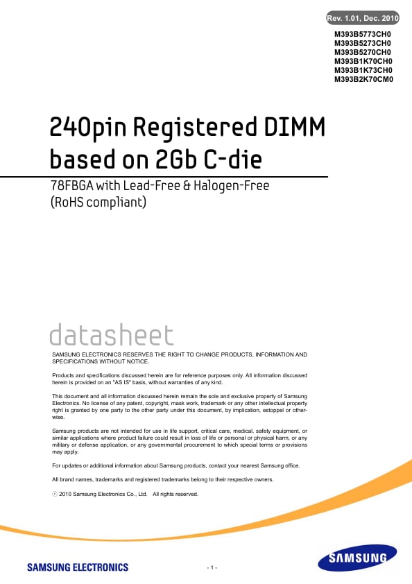 DS DDR3 2GB C-die based RDIMM Rev101